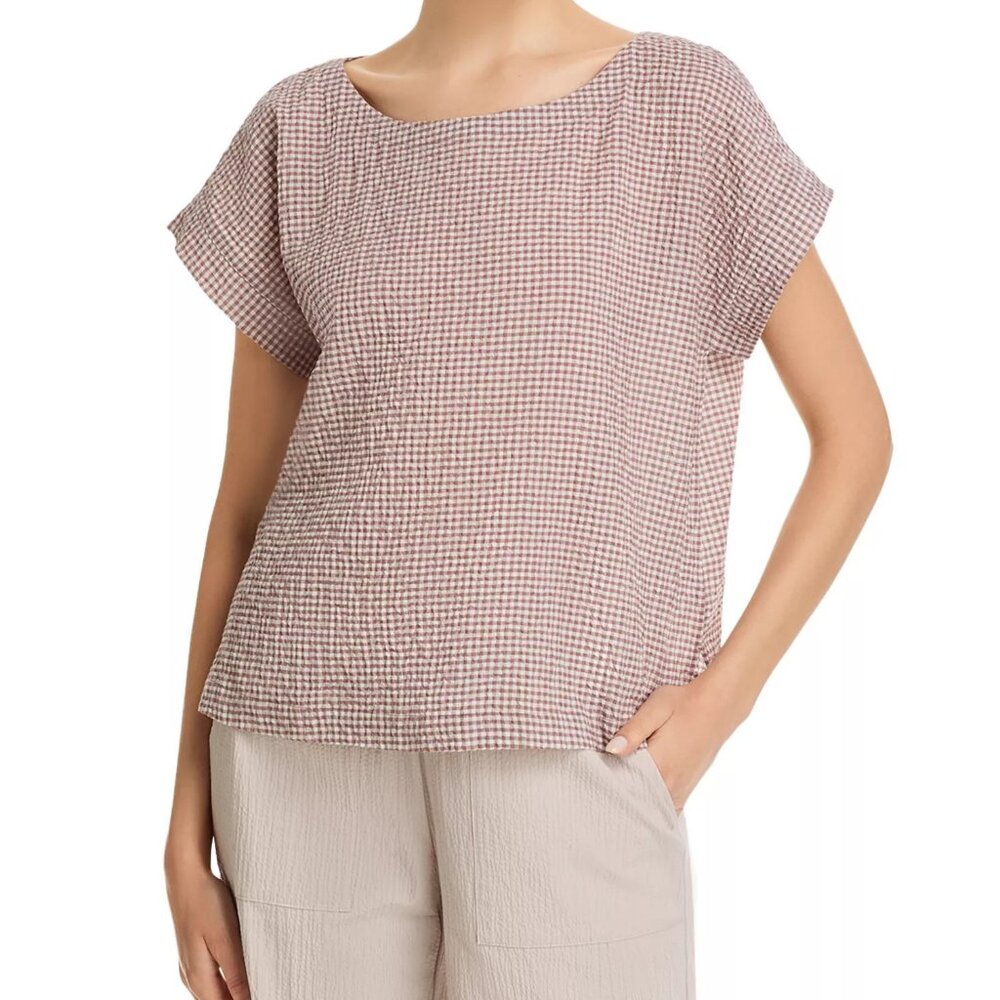 Eileen Fisher Ballet Neck Boxy Organic Cotton Blend Top